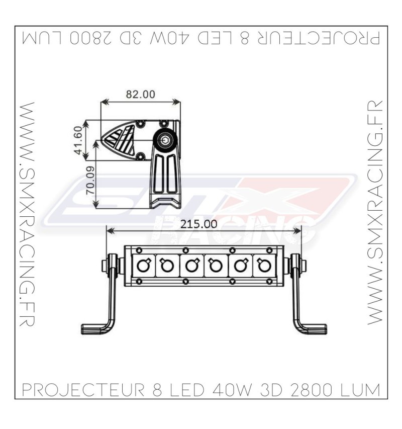 Projecteur Quad 8 LED 40W 3D 2800 Lum