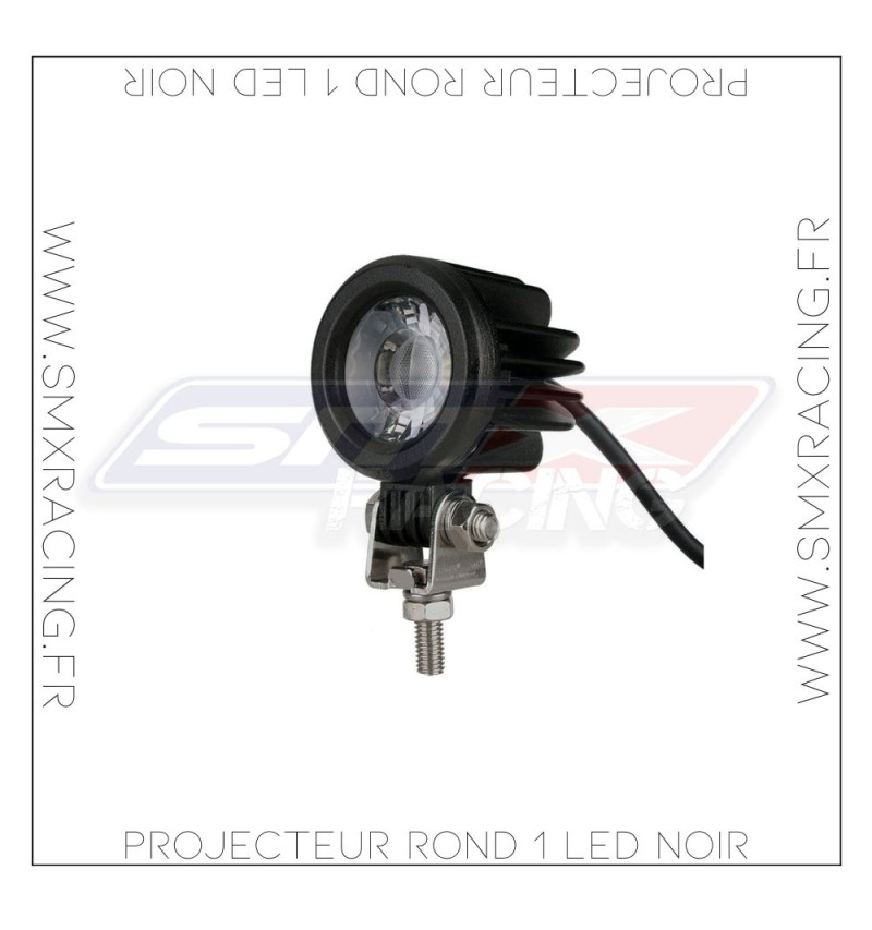 Projecteur rond 1 LED noir